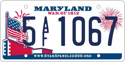 MD license plate 5AF1067