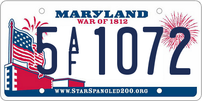 MD license plate 5AF1072