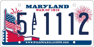 MD license plate 5AF1112