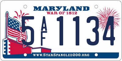 MD license plate 5AF1134