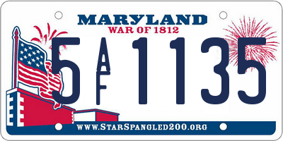 MD license plate 5AF1135