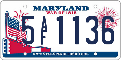 MD license plate 5AF1136
