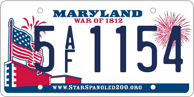 MD license plate 5AF1154