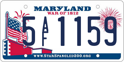 MD license plate 5AF1159