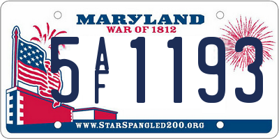 MD license plate 5AF1193