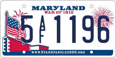 MD license plate 5AF1196