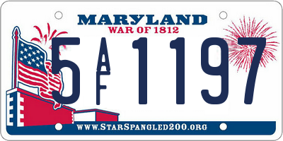MD license plate 5AF1197