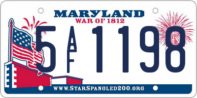 MD license plate 5AF1198