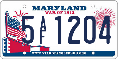 MD license plate 5AF1204