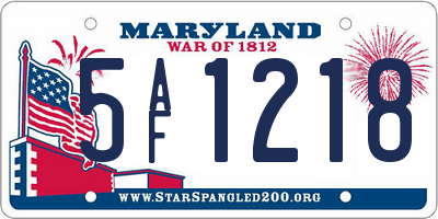 MD license plate 5AF1218