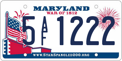 MD license plate 5AF1222