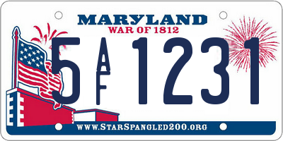 MD license plate 5AF1231
