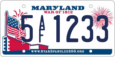 MD license plate 5AF1233