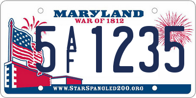 MD license plate 5AF1235