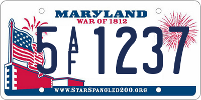 MD license plate 5AF1237