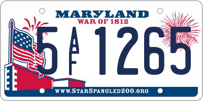 MD license plate 5AF1265
