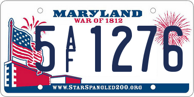 MD license plate 5AF1276