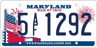 MD license plate 5AF1292