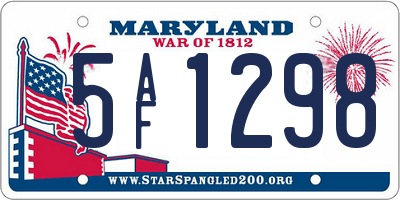 MD license plate 5AF1298