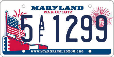 MD license plate 5AF1299