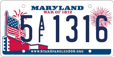 MD license plate 5AF1316