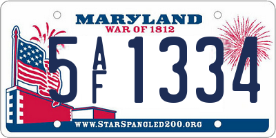 MD license plate 5AF1334