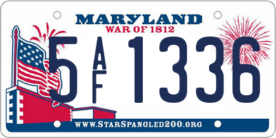 MD license plate 5AF1336