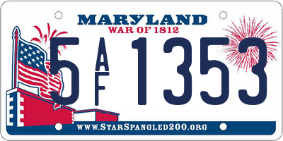 MD license plate 5AF1353