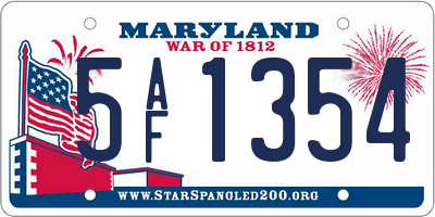 MD license plate 5AF1354