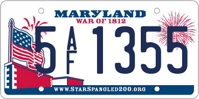 MD license plate 5AF1355