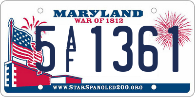 MD license plate 5AF1361