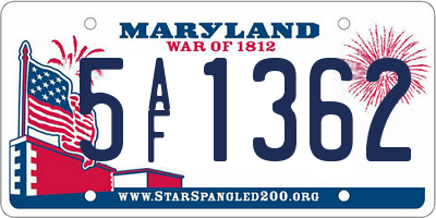MD license plate 5AF1362