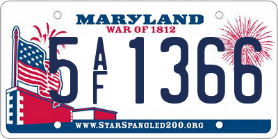MD license plate 5AF1366