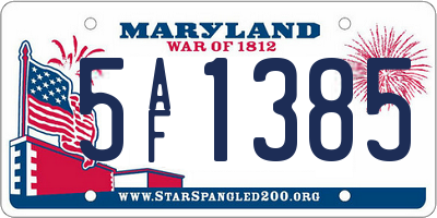 MD license plate 5AF1385