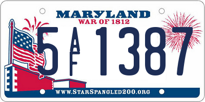 MD license plate 5AF1387