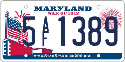 MD license plate 5AF1389