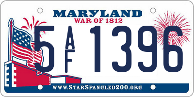 MD license plate 5AF1396