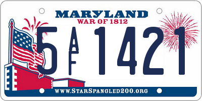 MD license plate 5AF1421
