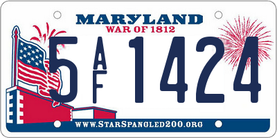 MD license plate 5AF1424