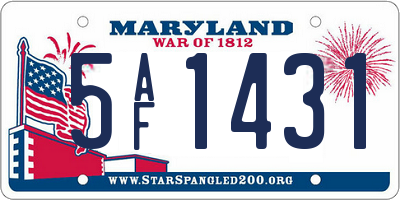 MD license plate 5AF1431