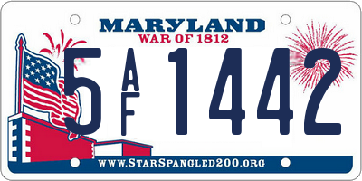 MD license plate 5AF1442