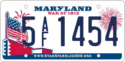 MD license plate 5AF1454