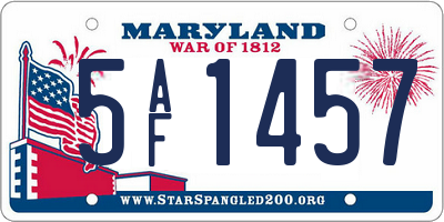 MD license plate 5AF1457