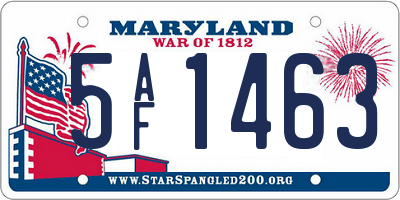 MD license plate 5AF1463