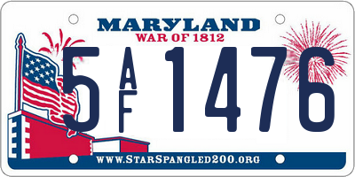 MD license plate 5AF1476