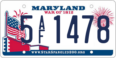 MD license plate 5AF1478