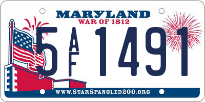 MD license plate 5AF1491