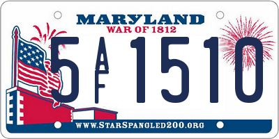 MD license plate 5AF1510