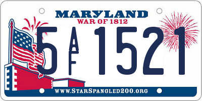 MD license plate 5AF1521