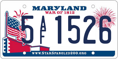 MD license plate 5AF1526